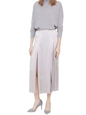 CLUB MONACO 100% Silk Gray Taupe OSUNI Maxi Skirt Size 00